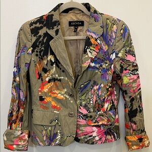 Vintage Escada fantasy Cupro Floral Watercolor Women's Blazer